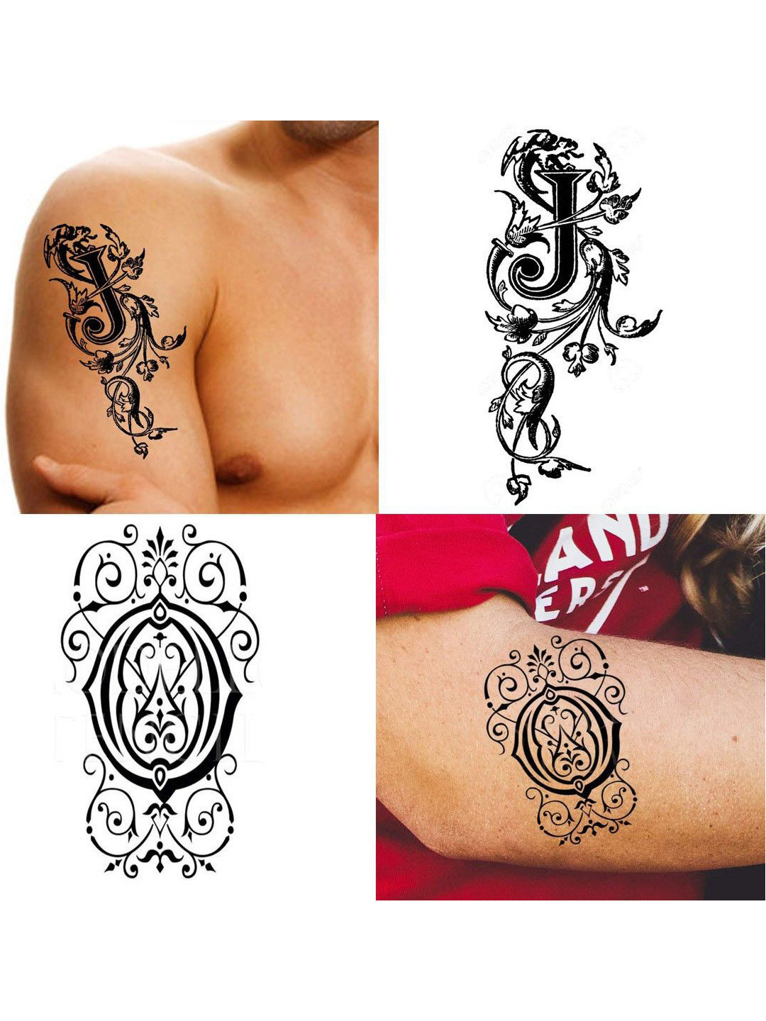 ORDERSHOCK Set Of 2 JO Name Letter Waterproof Temporary Tattoo Sticker