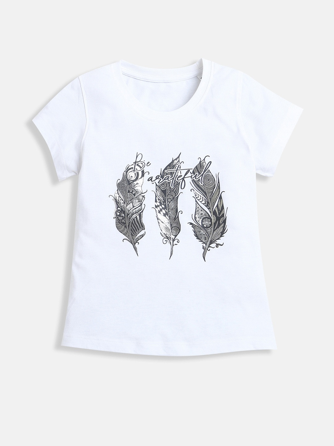 Adorn In Style Girls Graphic Printed Bio Finish Pure Cotton T-shirt