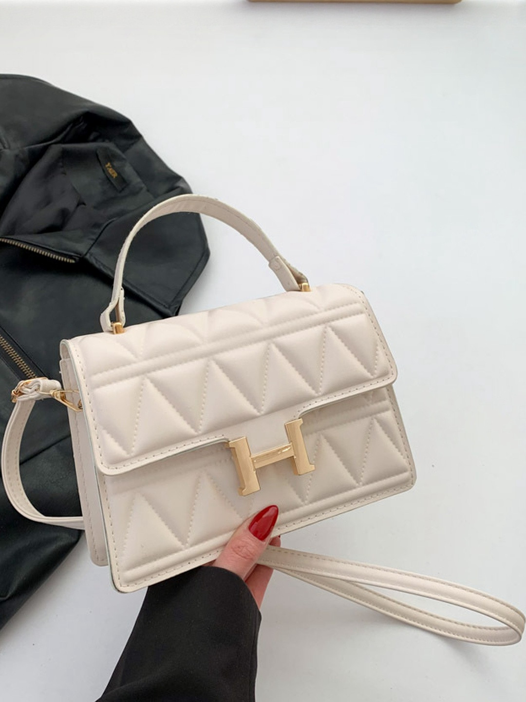 CORSICA Women Beige Textured PU Shopper Bag With Detachable Sling Strap