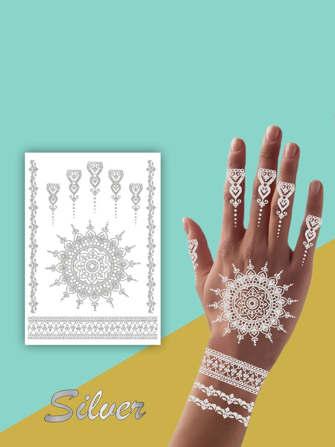 ORDERSHOCK Circle Flower & Bracelet Mehndi Stencil Stickers