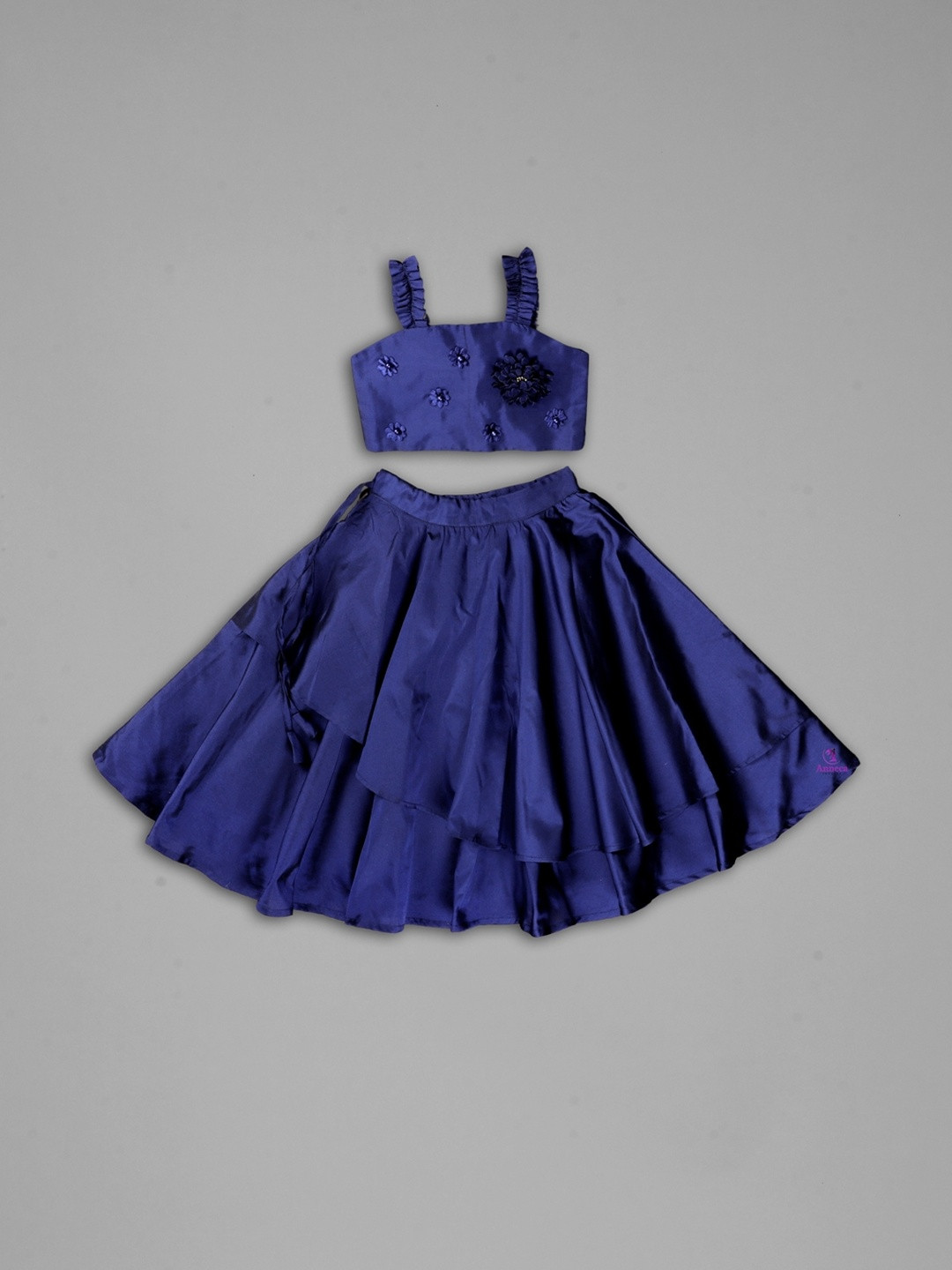 IRSIA Girls Solid Blue Silk Lehenga Choli