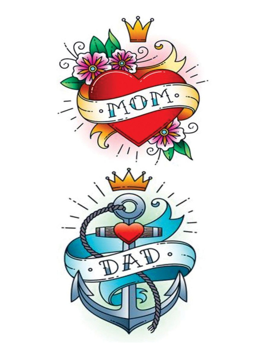 ORDERSHOCK Heart Mom Dad Waterproof Temporary Body Tattoo