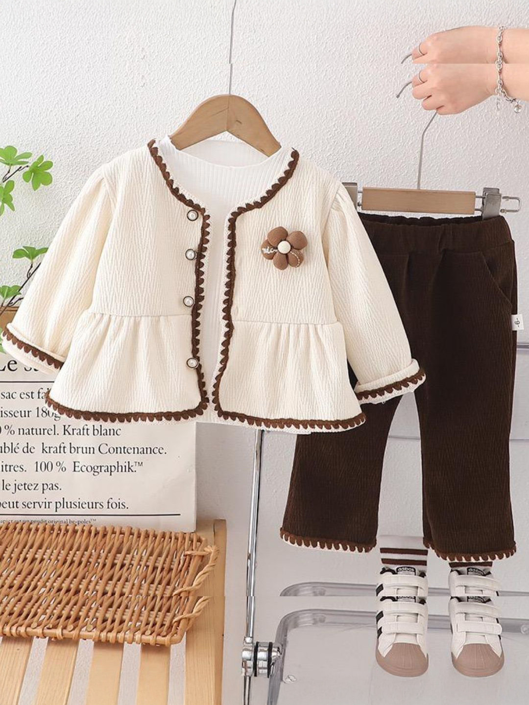 Googo Gaaga Girls Long Sleeves Coat With Trousers & T-shirt