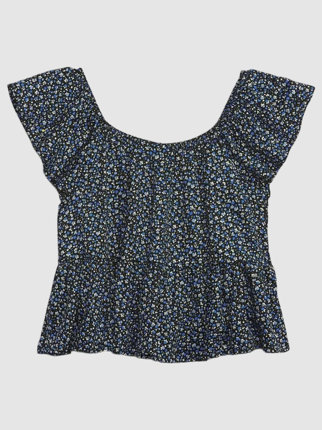 GAP Girls Floral Printed Pure Cotton Ruffle Peplum Top
