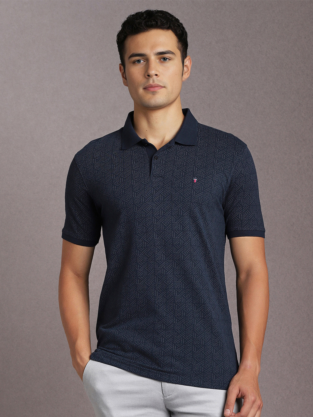 Louis Philippe Sport Men Printed Polo Collar T-shirt