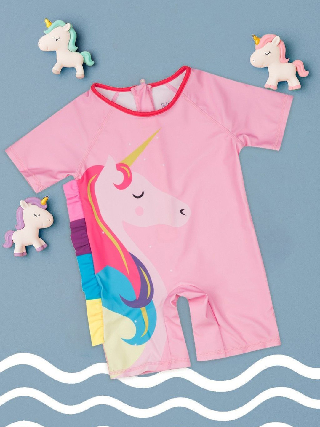 Yellow Bee Girls Unicorn Printed Swim Legsuit
