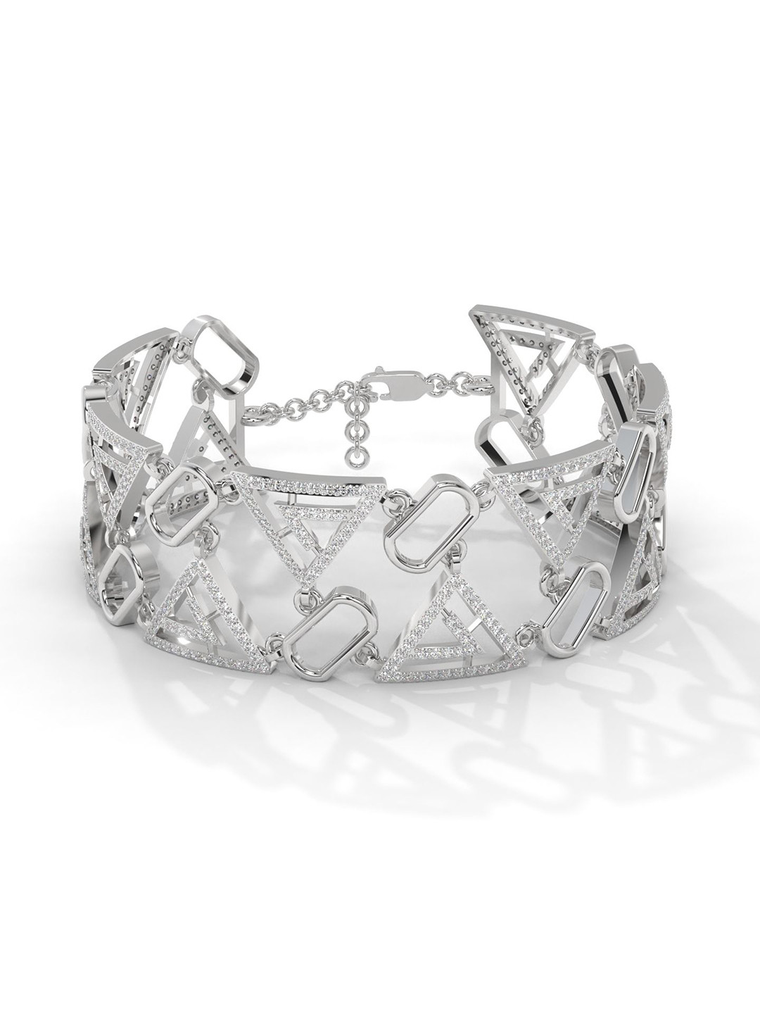 AILYAK Women 18kt White Gold Plated Geometric Triangle Cubic Zirconia Bracelet