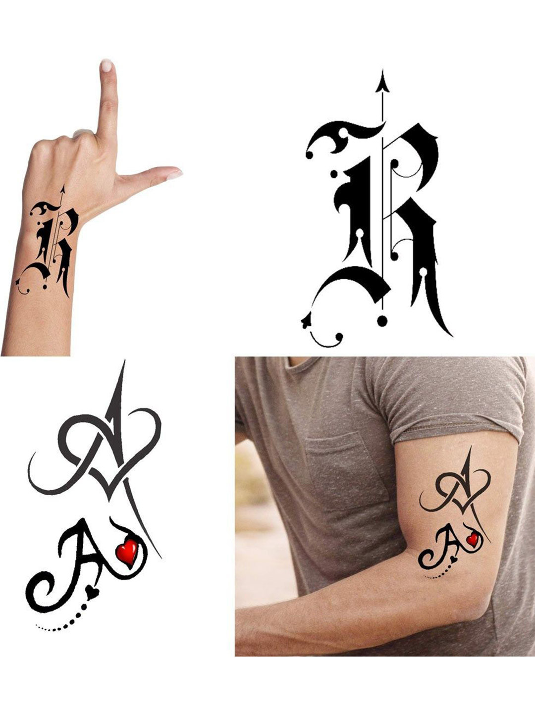 ORDERSHOCK Set Of 2 RA Name Letter Waterproof Temporary Tattoo Stickers