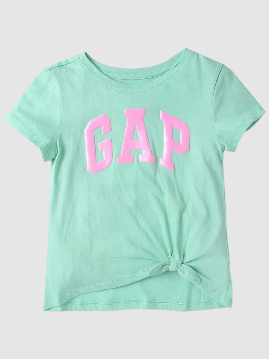 GAP Girls Brand Logo Printed Cotton T-shirt with Knot Detail