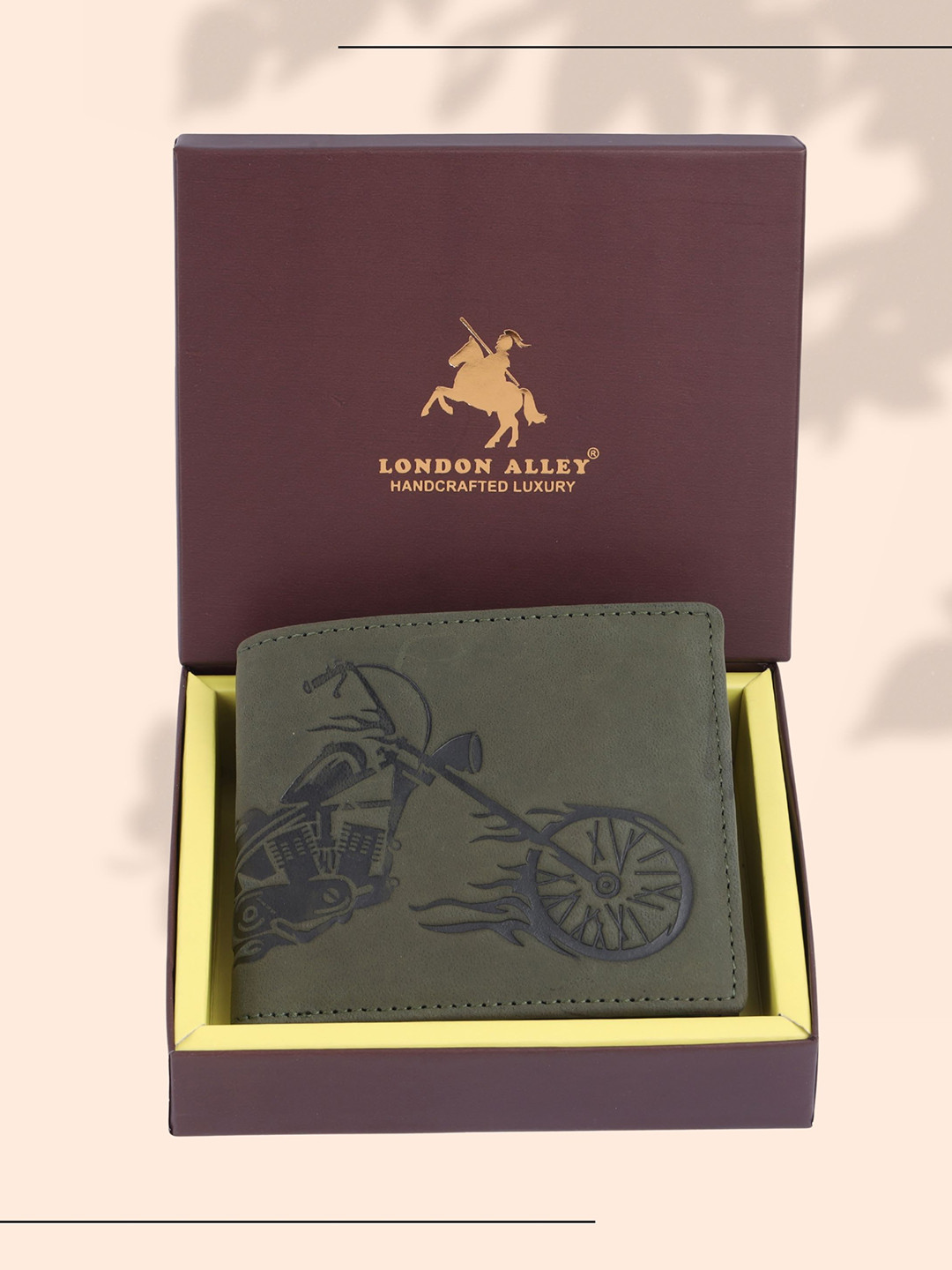 LONDON ALLEY Men Biker Self Design Leather Two Fold Wallet