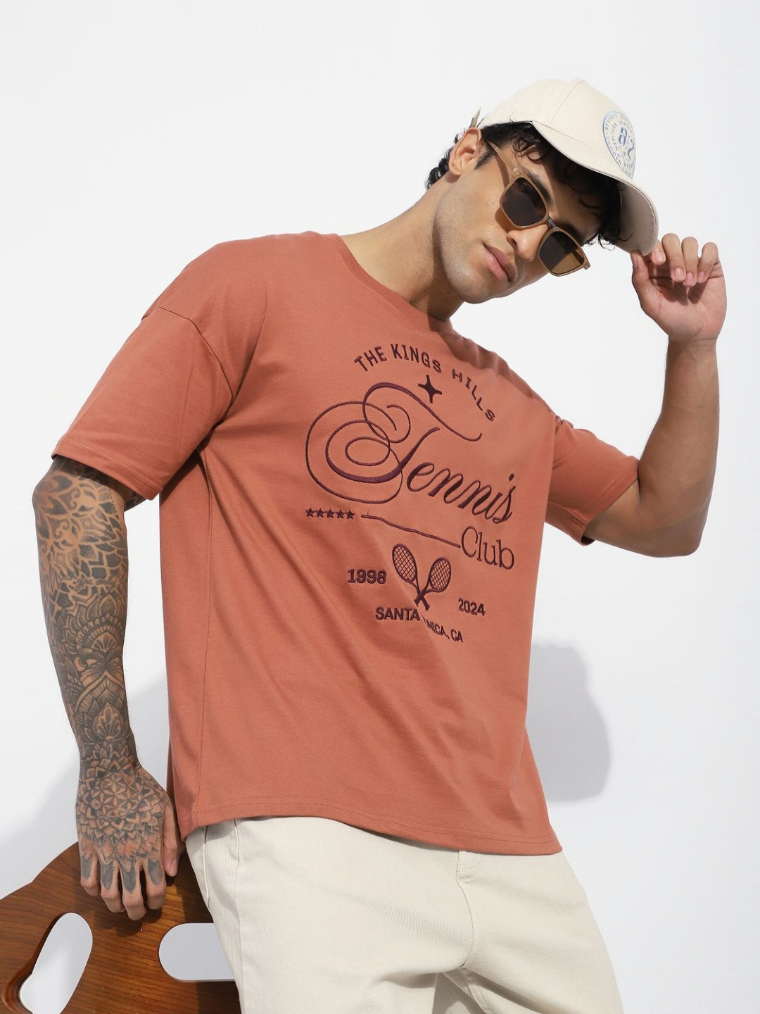 Stormborn Typography Printed Drop-Shoulder Sleeves Pure Cotton Oversized T-shirt