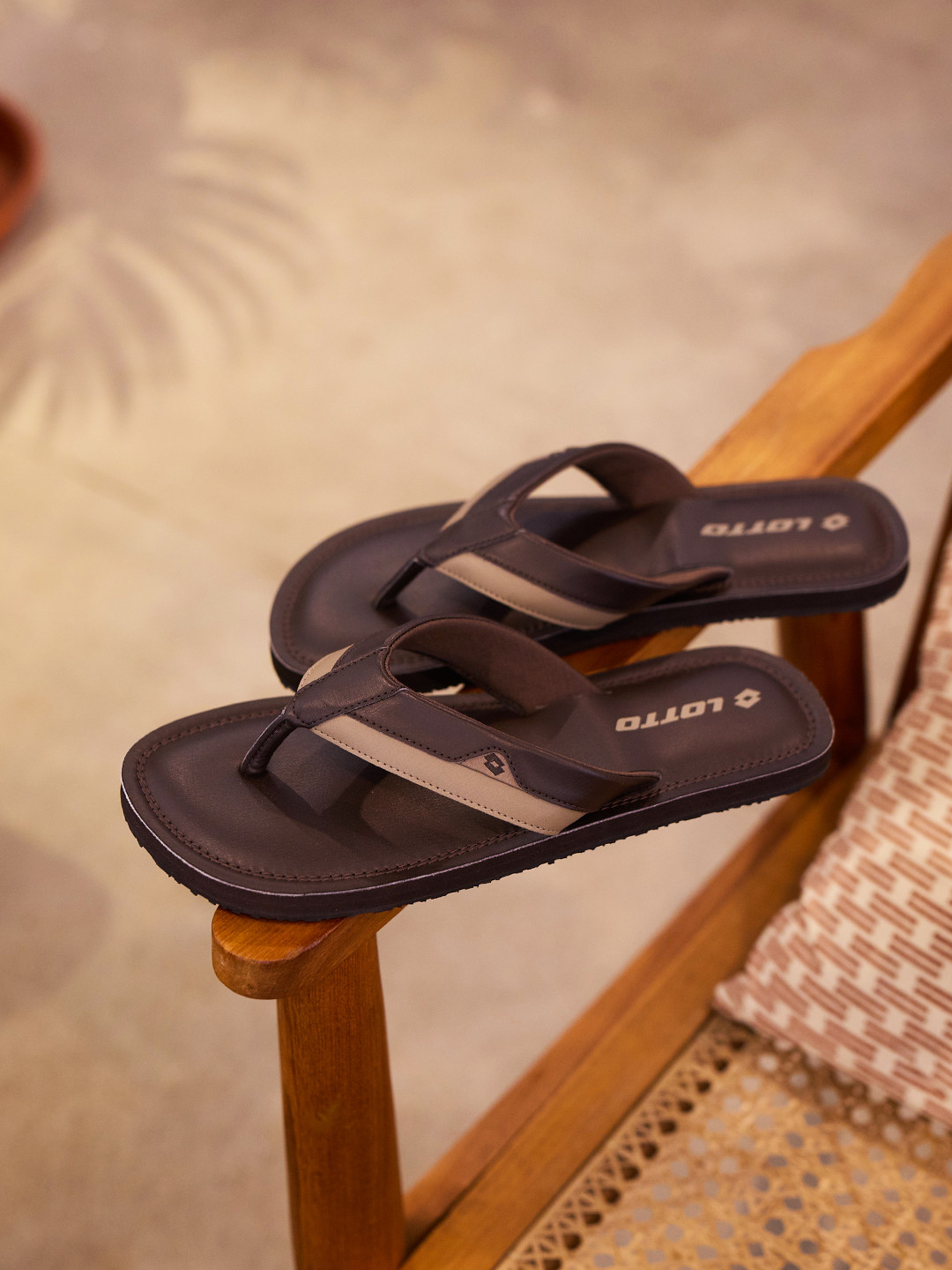 Lotto Men Spring Step Brown Flip Flops