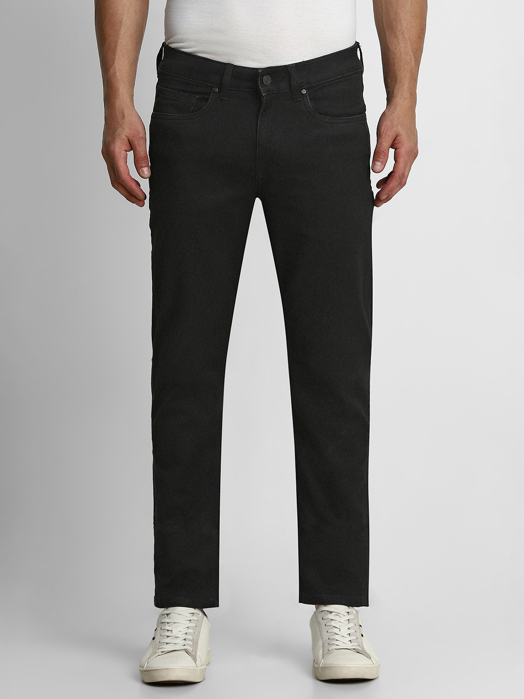 Louis Philippe Jeans Men Black Slim Fit Low-Rise Light Fade Stretchable Jeans