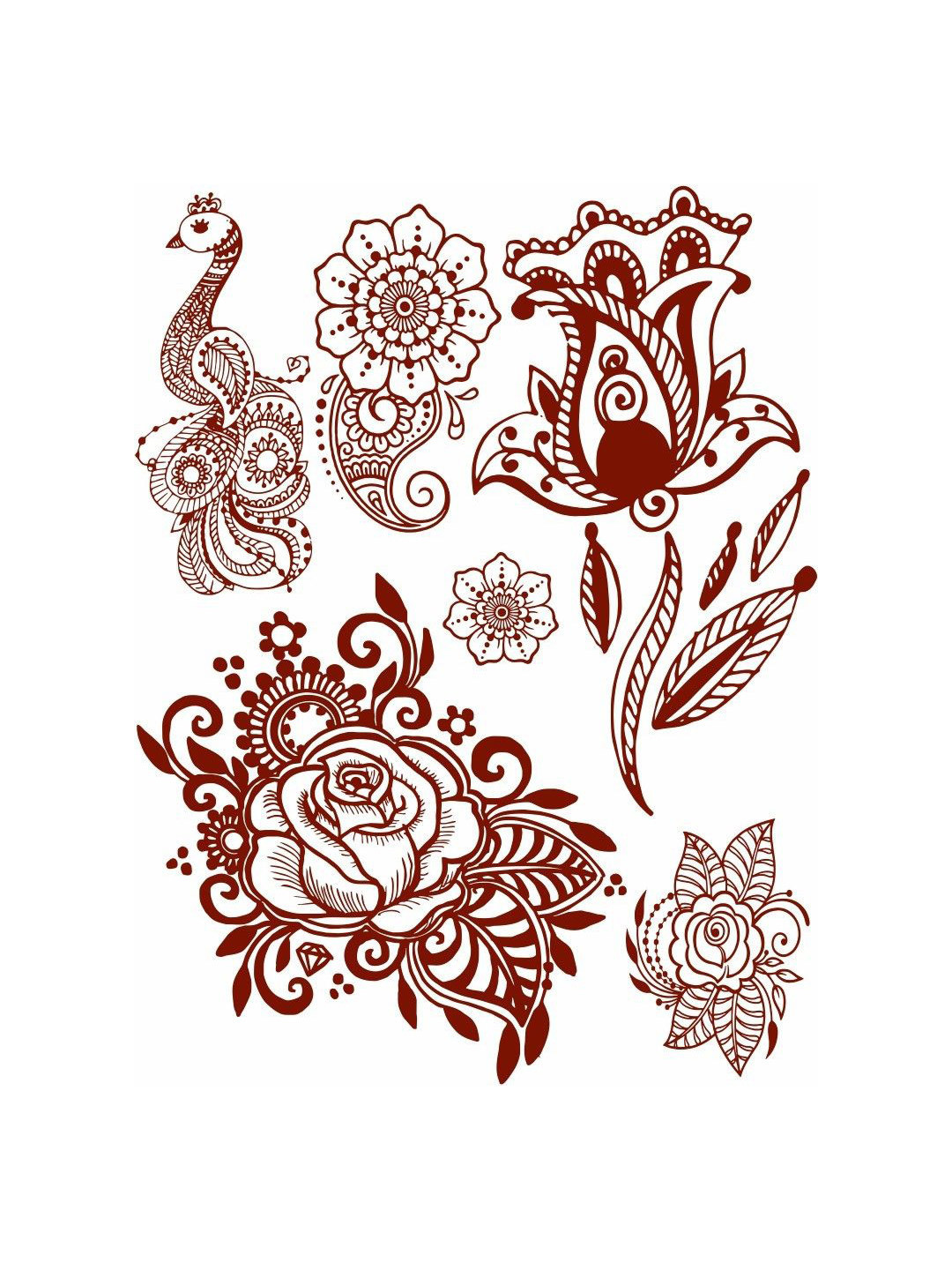 ORDERSHOCK Rose Mehndi Waterproof Temporary Tattoo Sticker