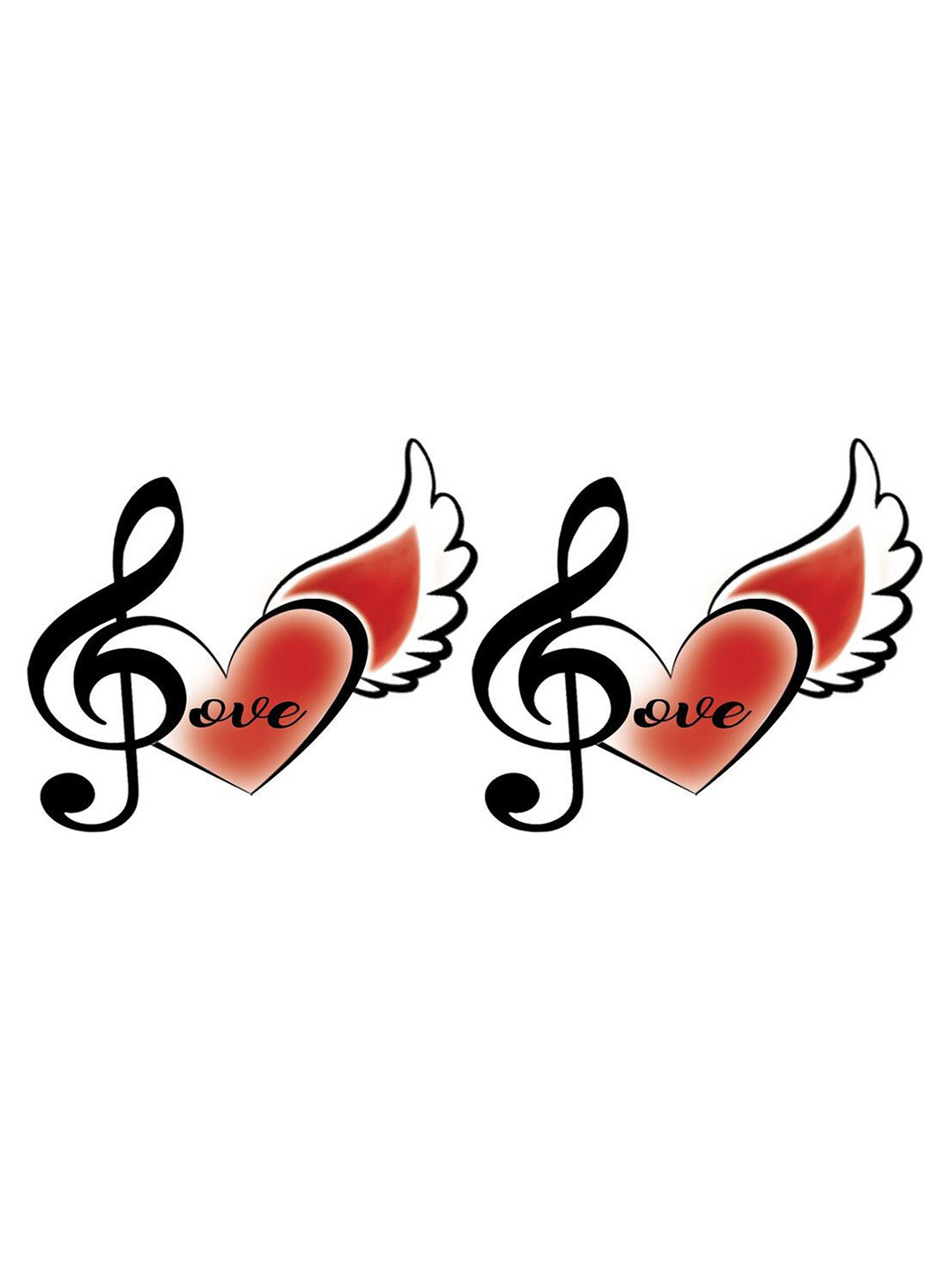 ORDERSHOCK Set Of 2 Maa Music Lover With Wing Waterproof Temporary Body Tattoo