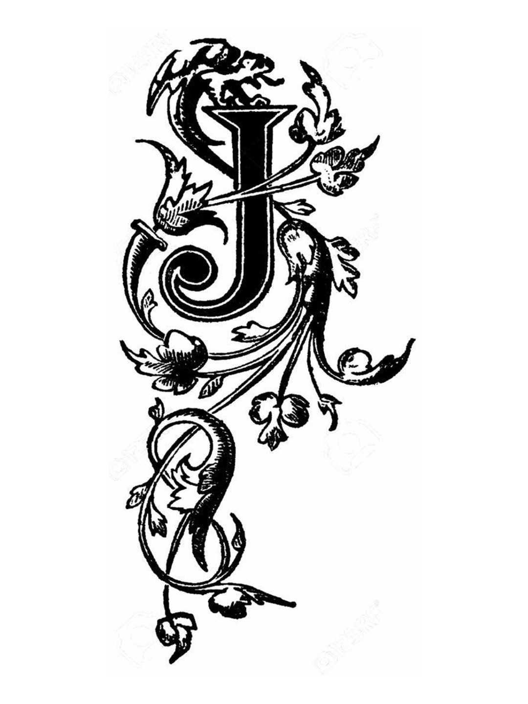 ORDERSHOCK J Name letter Waterproof Temporary Body Tattoo