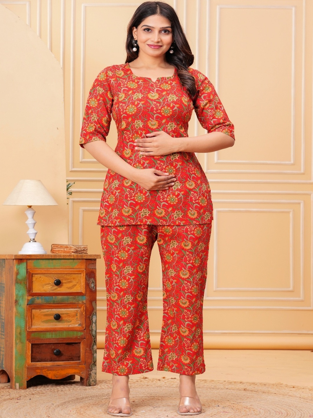 Style Heaven Women Cotton Printed Kurta With Pant Co-Ords