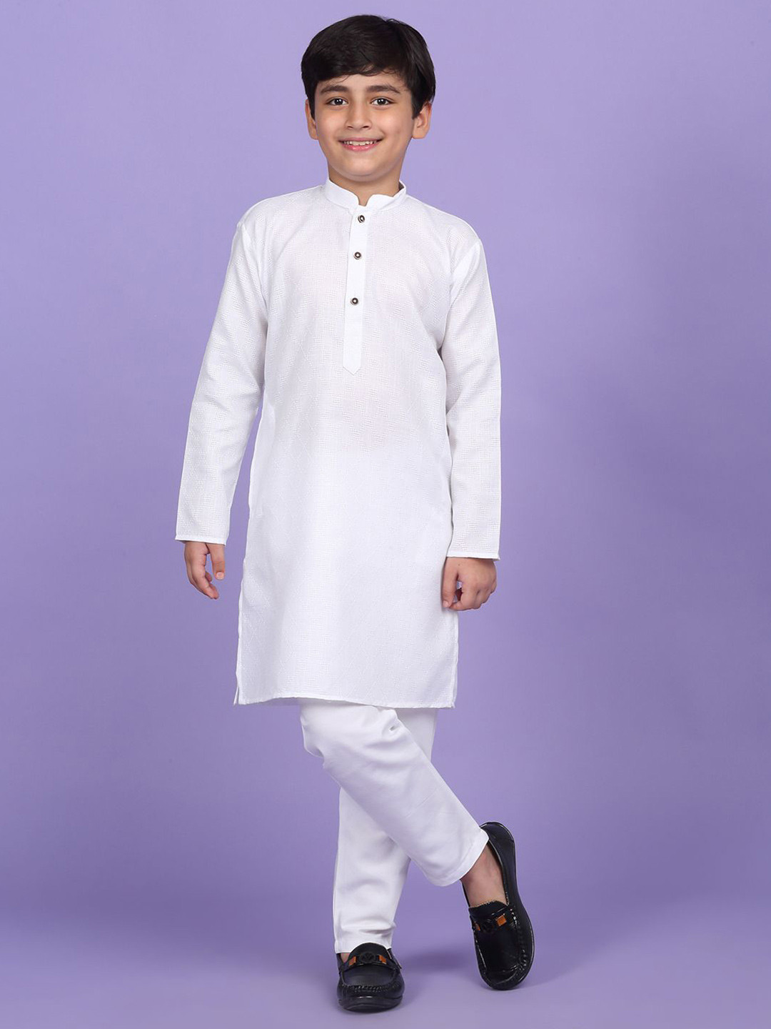 KRAFT INDIA Boys Woven Design Band Collar Straight Kurta