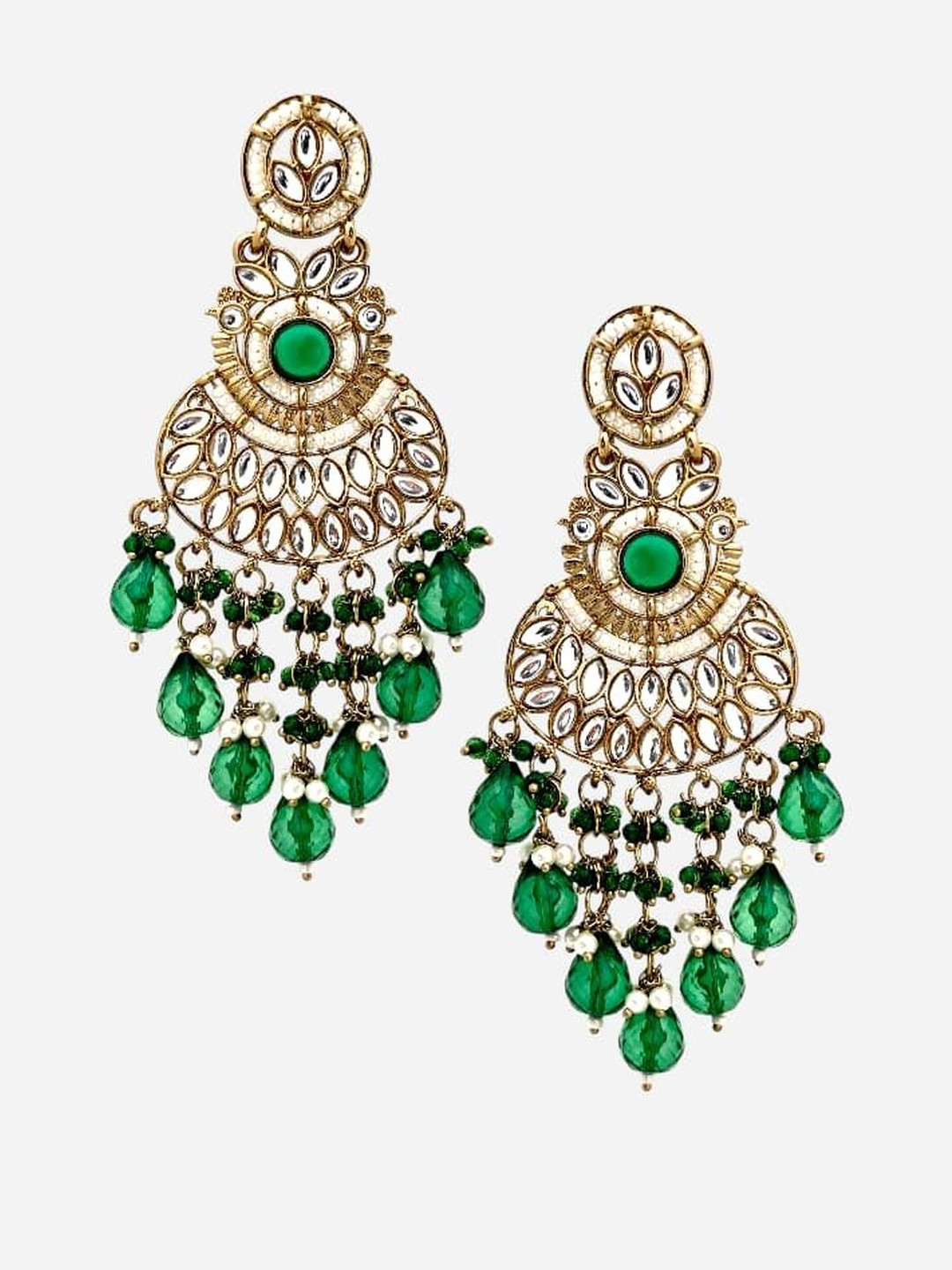 BFC - BUY FOR CHANGE Women Green Gold Plated Chandbalis Earrings