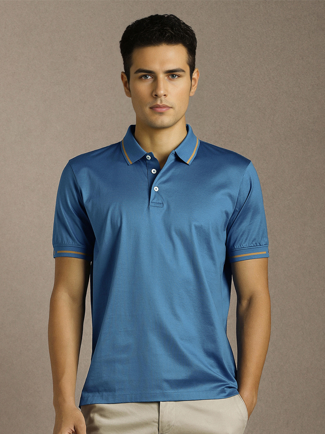 Luxure by Louis Philippe Polo Collar Cotton T-shirt