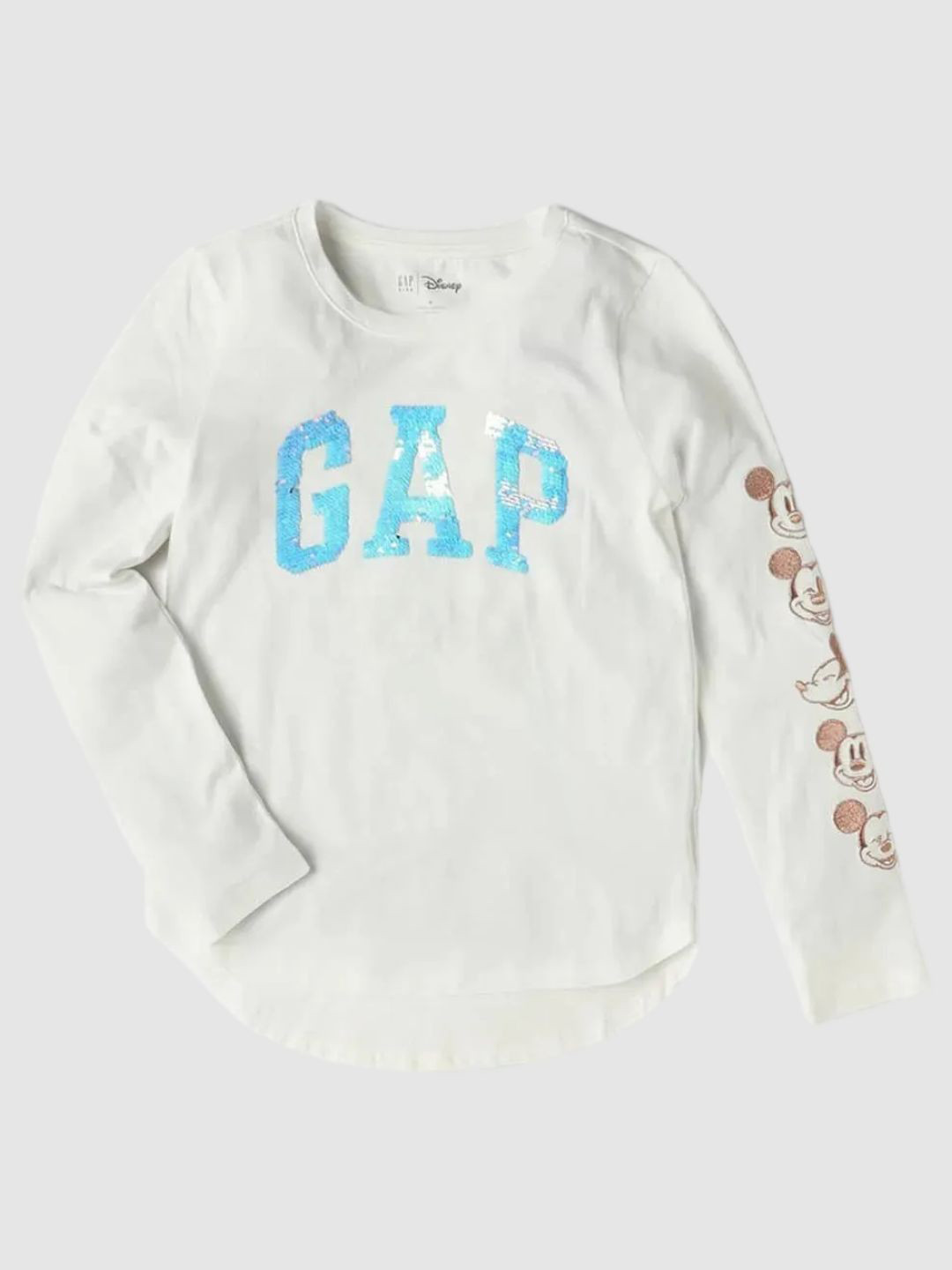 GAP Girls Pack of 2 Mickey Mouse Brand Logo Printed Cotton Relaxed Fit T-shirts