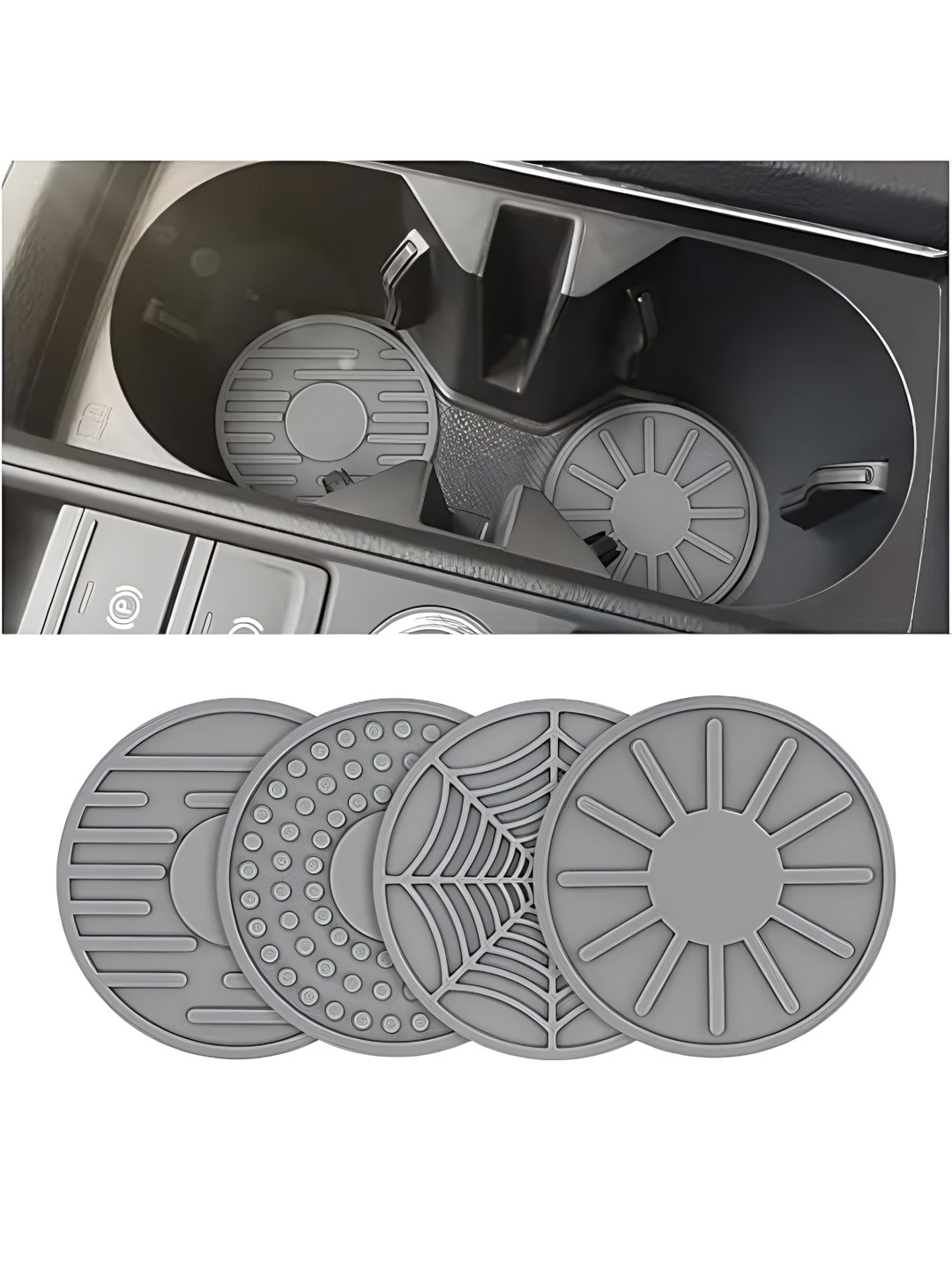 Baskety Grey 4 Pieces Silicone Round Coasters