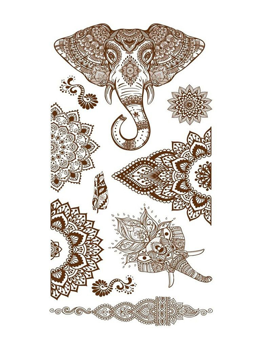 ORDERSHOCK Elephant Mehndi Design Waterproof Temporary Body Tattoo
