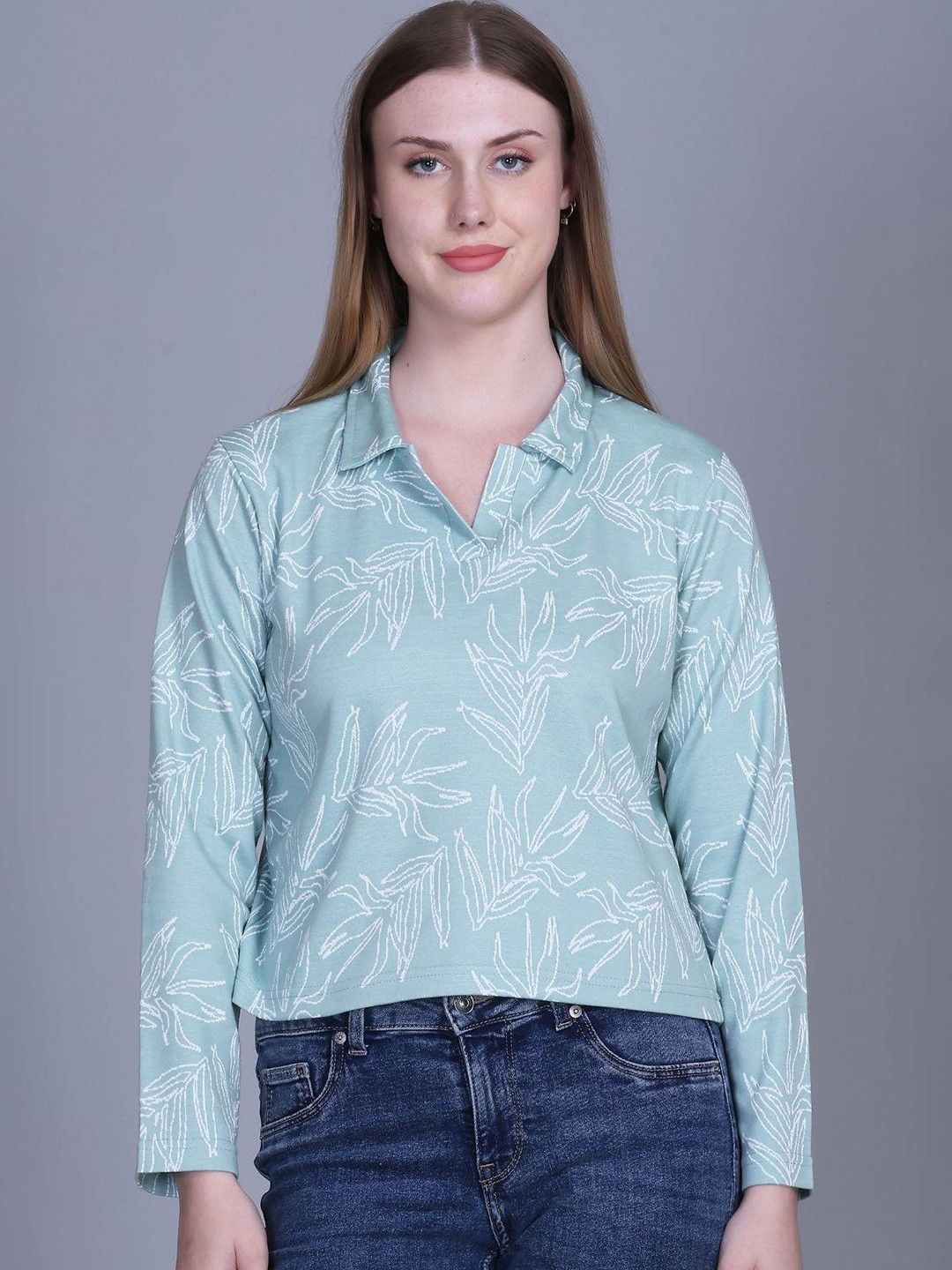 SANE ORIGINALS Women Floral Print Cotton Shirt Style Crop Top