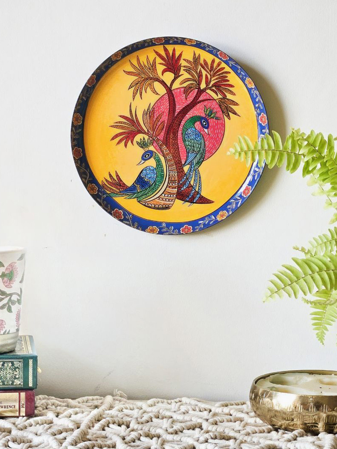 Ritualistic Crafted Ceramics Glossy Hanging Hall Wall Plates-8In