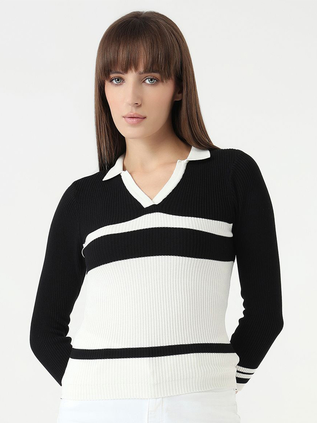 Kraus Jeans Women Colourblocked Shirt Collar Long Sleeves Fitted Regular Top