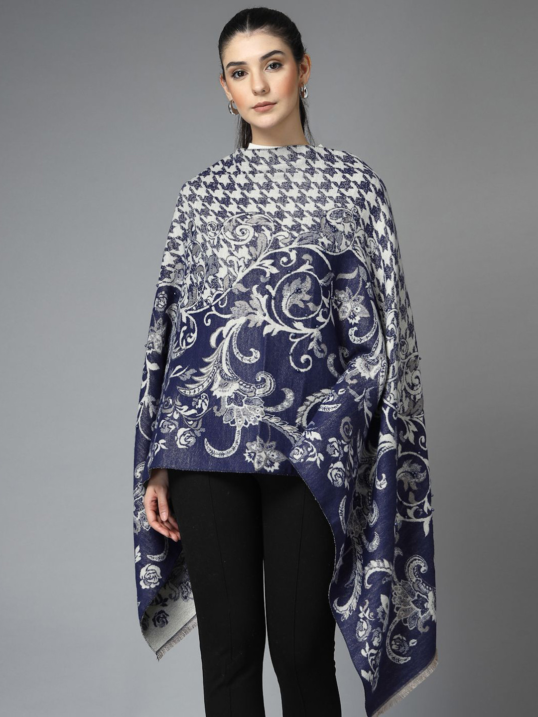 Mafadeny Women Winter Wool Blend Printed Stole