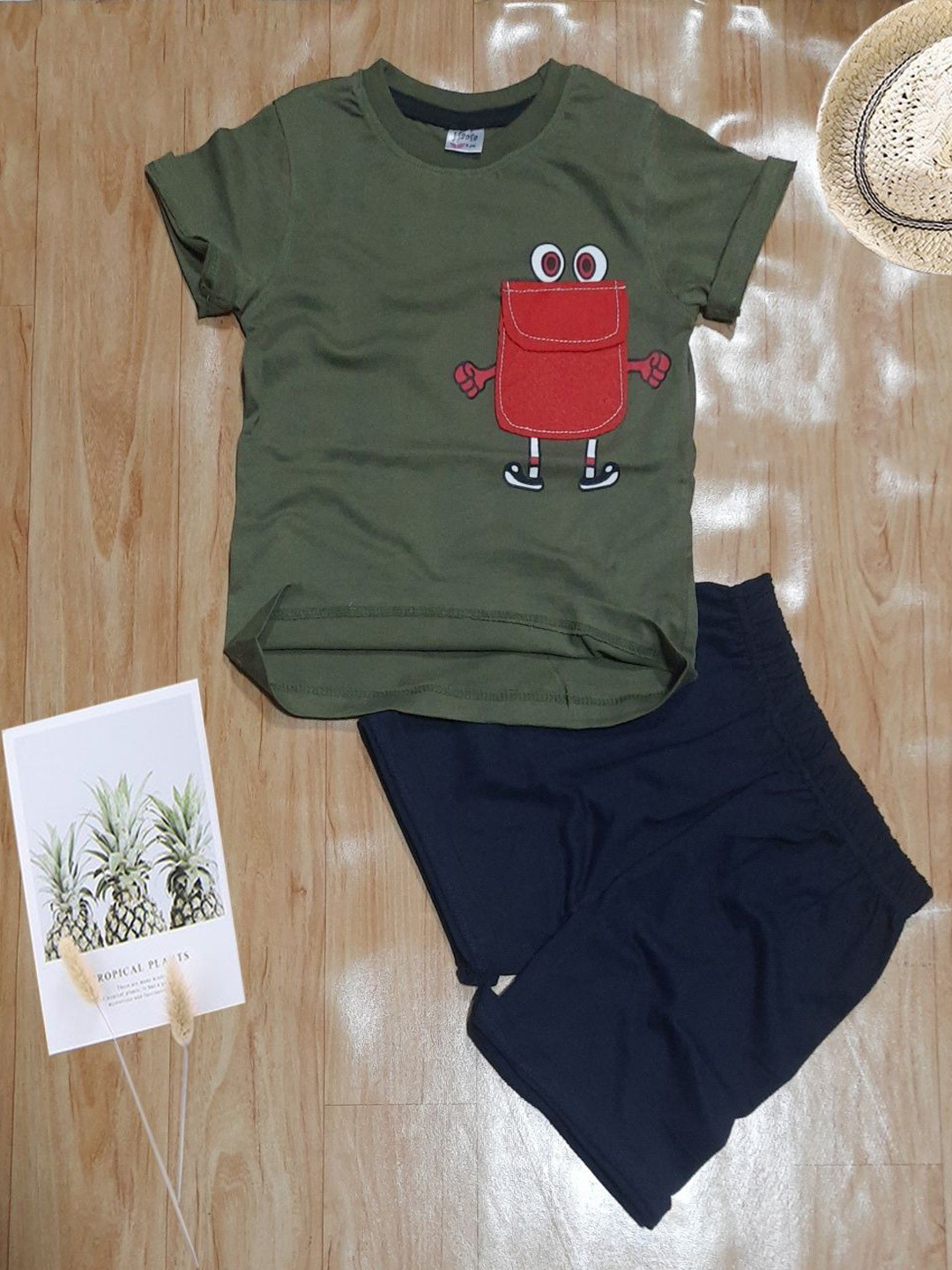 haafa Kids Printed Short Sleeves Pure Cotton T-shirt With Shorts