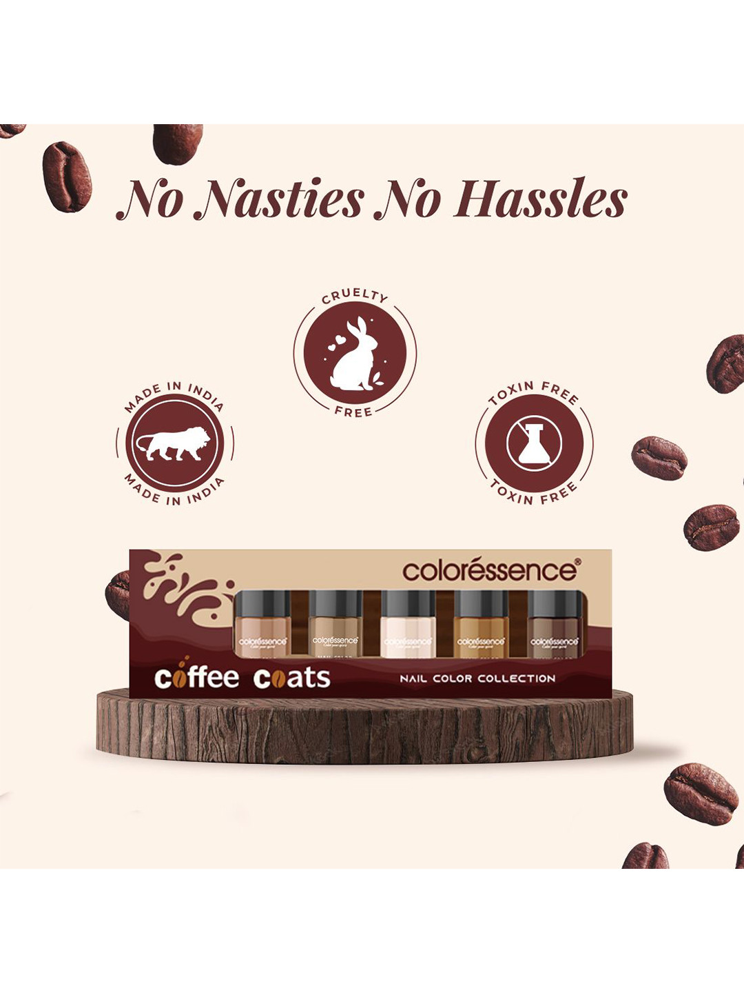 Coloressence Set Of 6 Coffee Coats Quick Nail Color Collection - 6ml Each