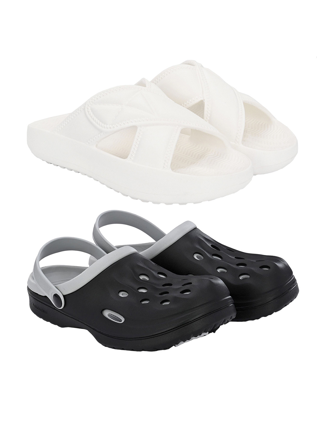 BIRDE Men Set Of 2 Perforations Clogs Flip Flops