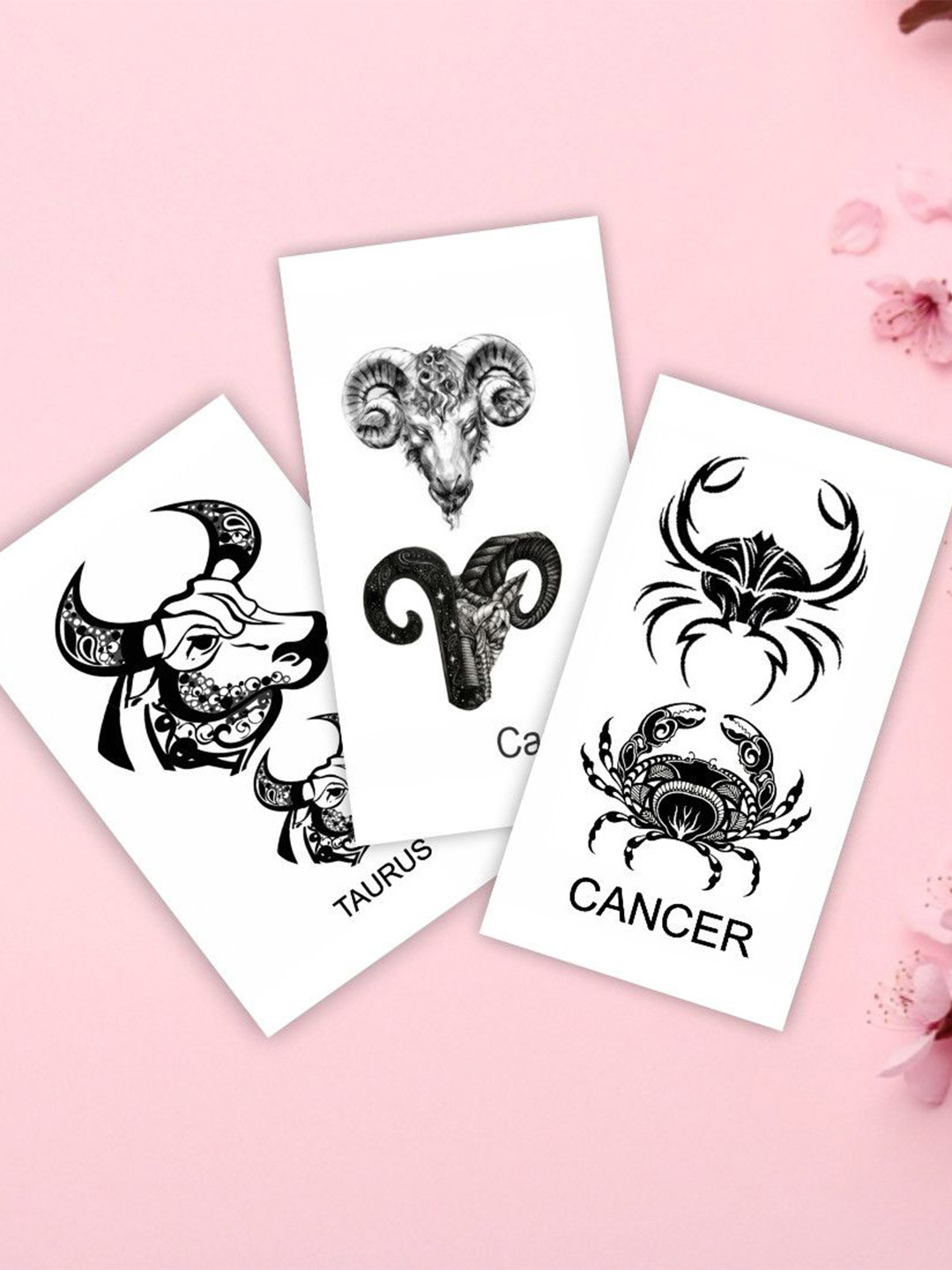 ORDERSHOCK Set Of 3 Capricorn, Taurus, Cancer Design Temporary Tattoo Sticker