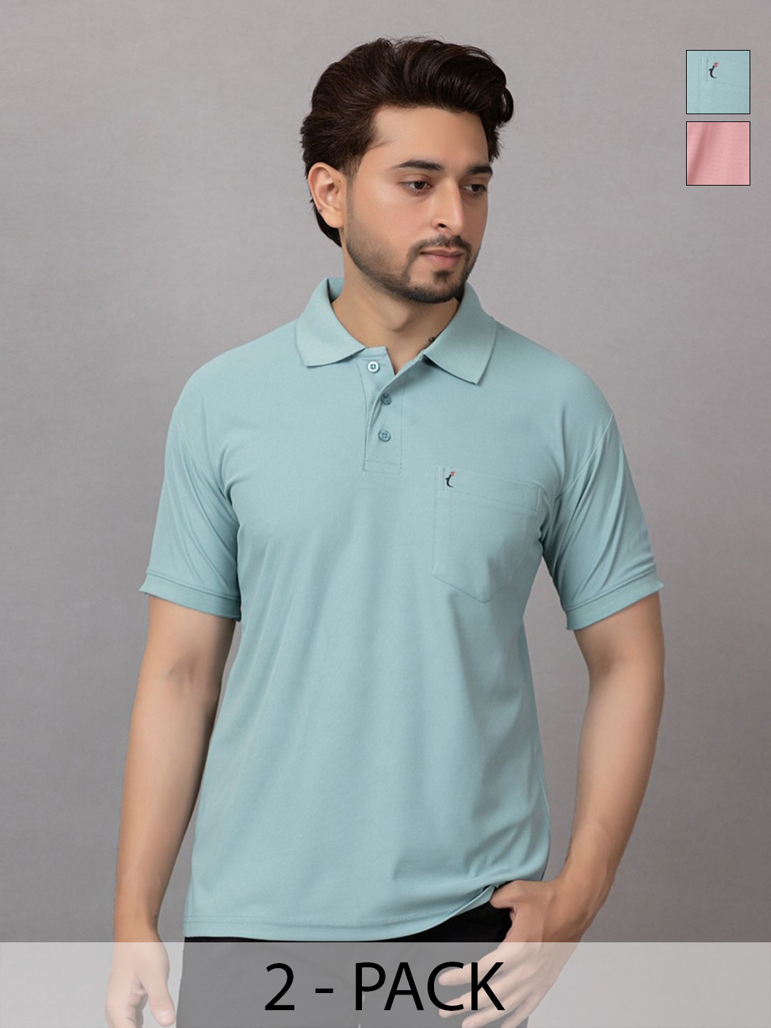 INSPRIE Pack Of 2 Polo Collar Pocket T-shirts