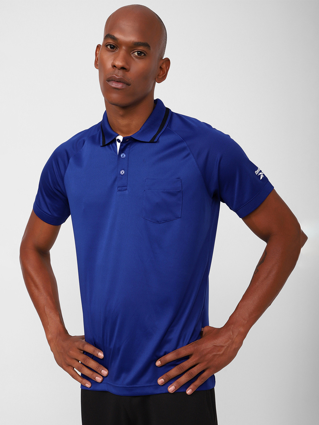 Reebok Men Blue Polo Collar T-shirt