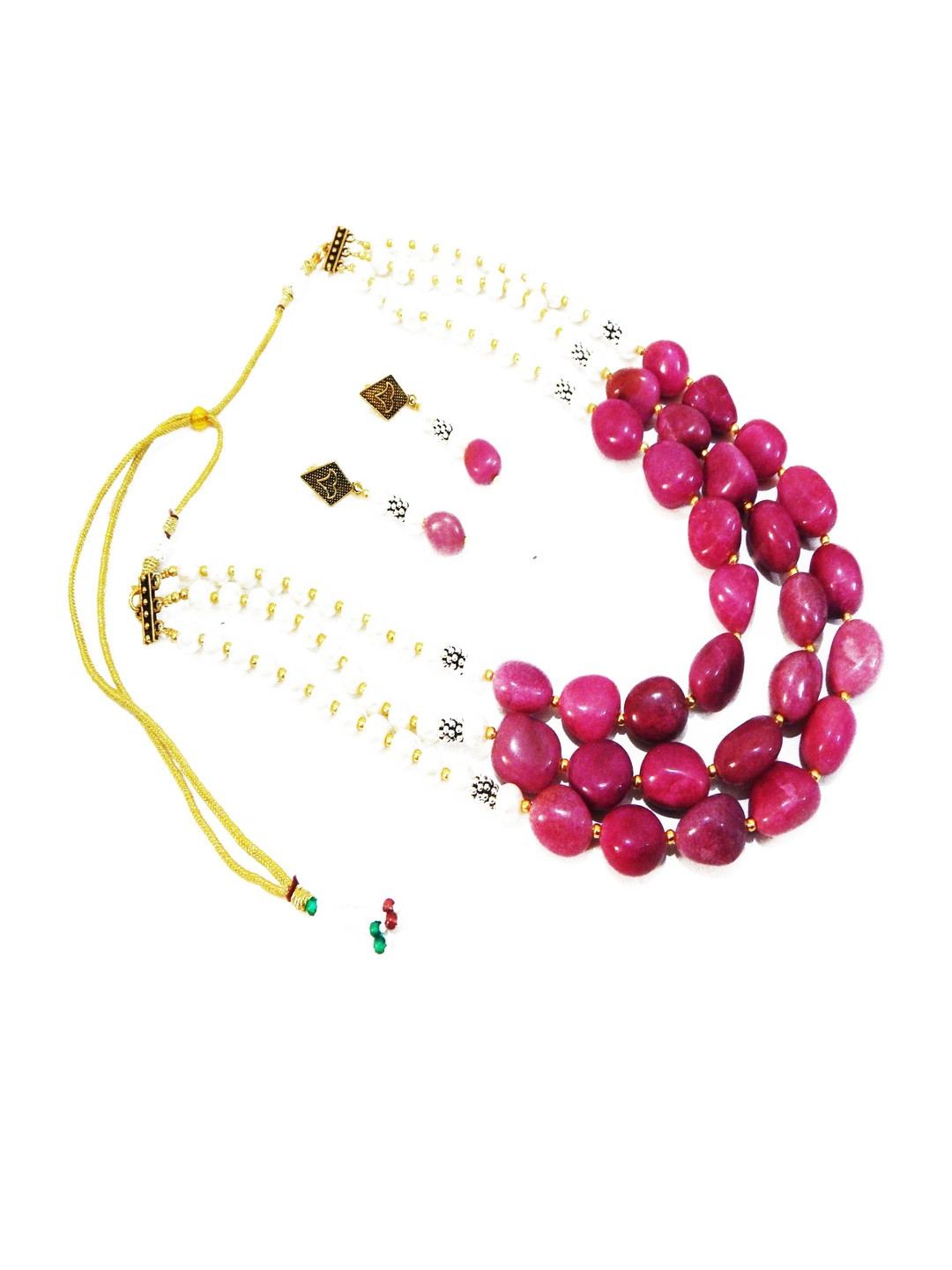 Jaya Vision Jewelry Women Rose & White Gold-Plated Onyx Jewellery Set