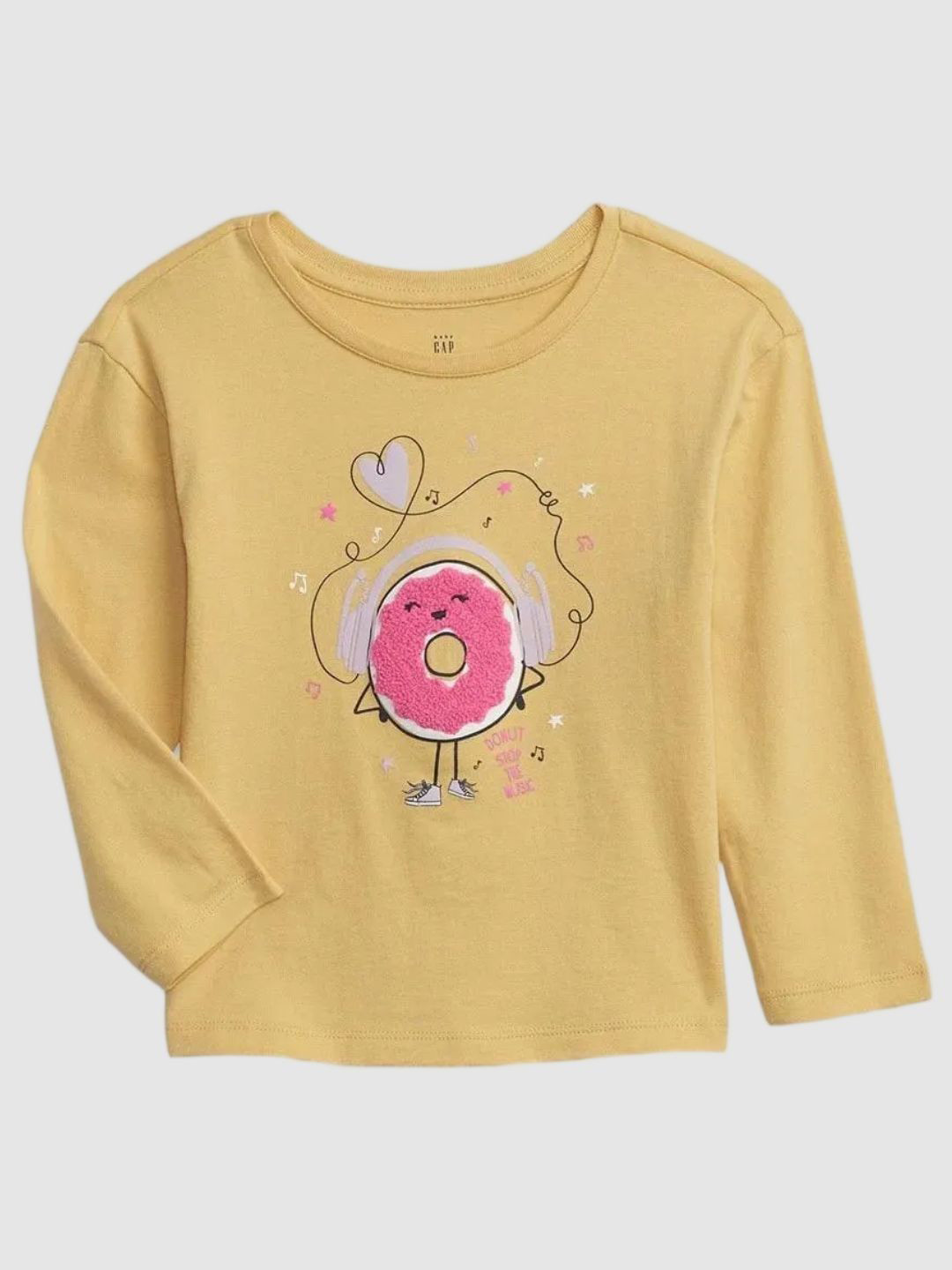 GAP Girl's Brown Applique Graphic Crew Neck T-shirt