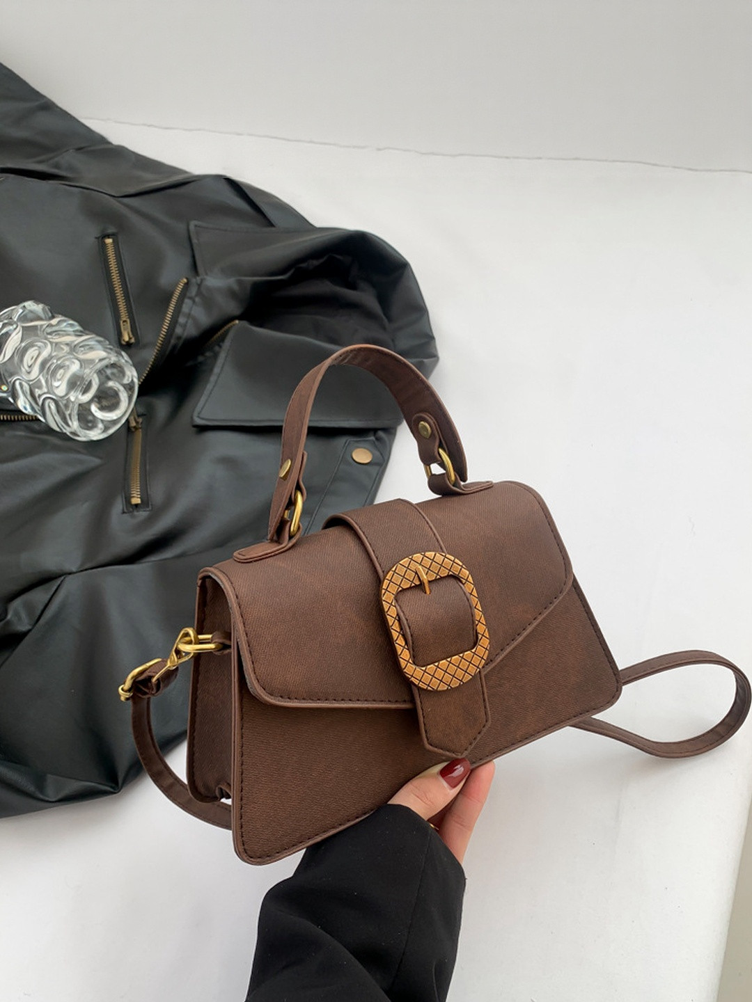 CORSICA PU Women Brown Solid PU Shopper Bag With Detachable Sling Strap