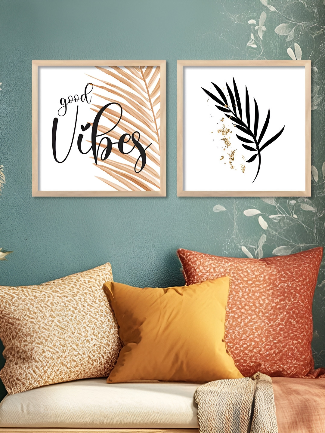 Kotart White & Black 2 Pieces Modern Square Wooden Wall Arts