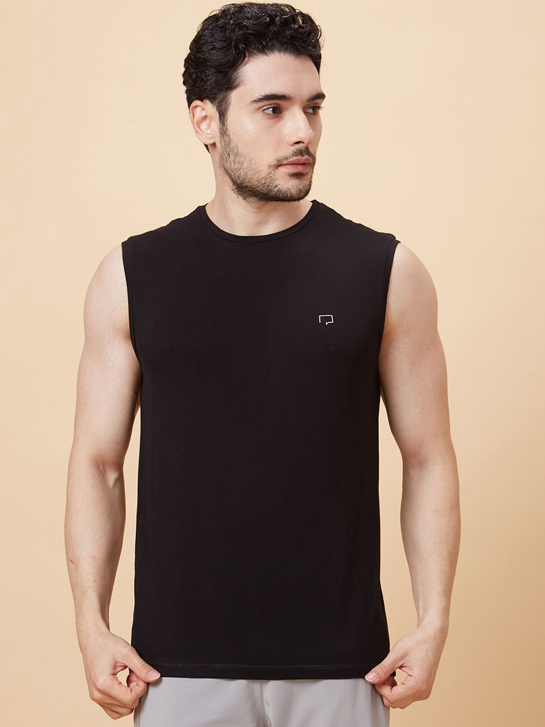 ROAR FOR GOOD Black Bamboo Blend Jet Sleeveless Gym Vest