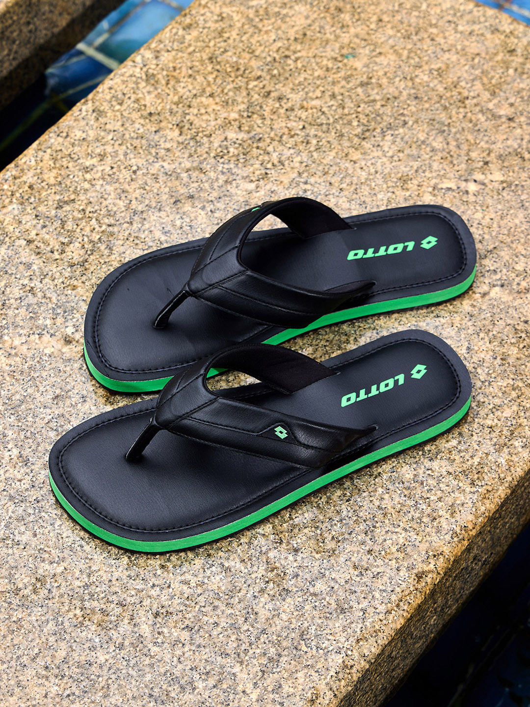 Lotto Men Spring Step Black Flip Flops