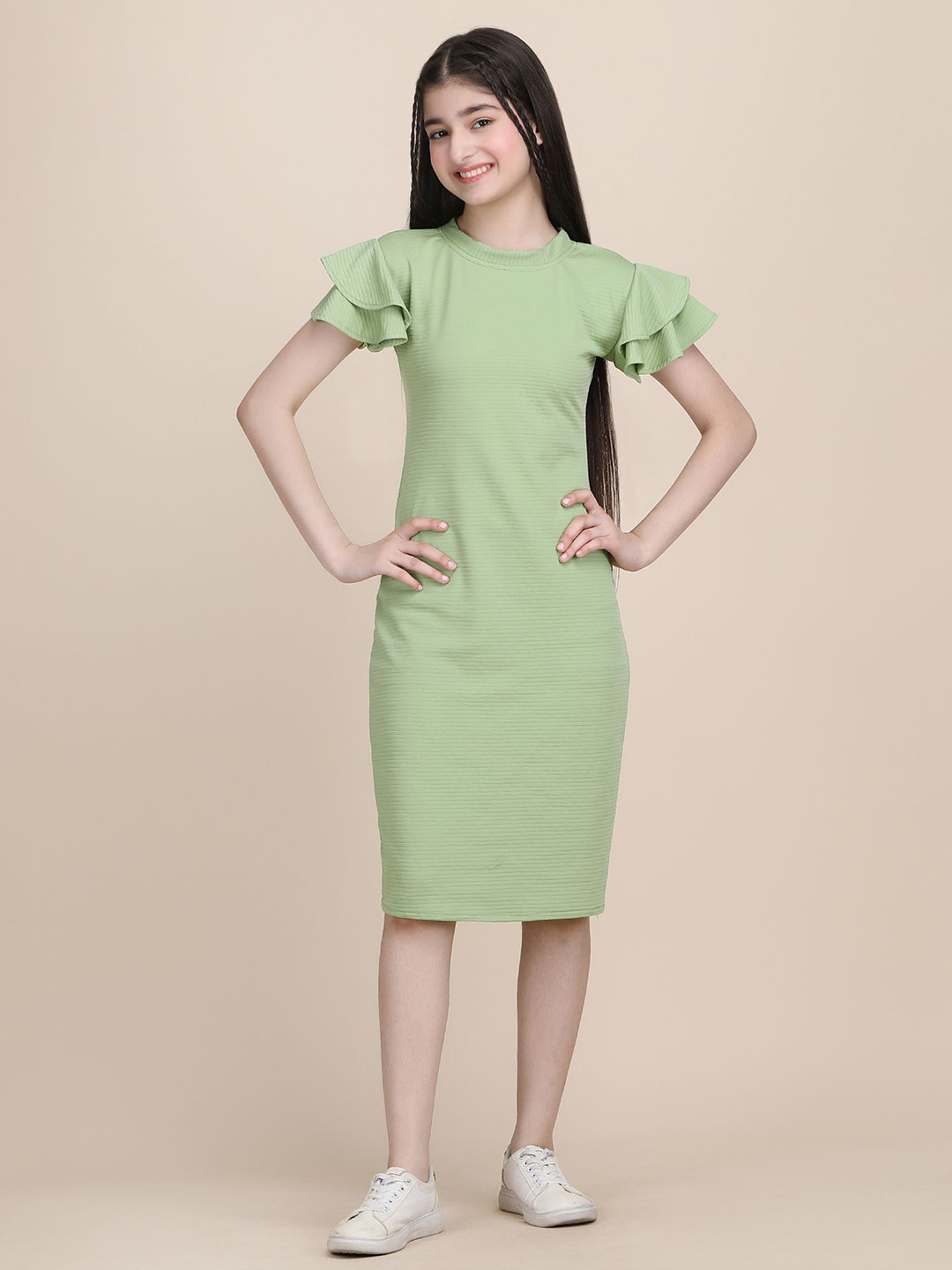PTVIZE Puff Sleeve Sheath Dress