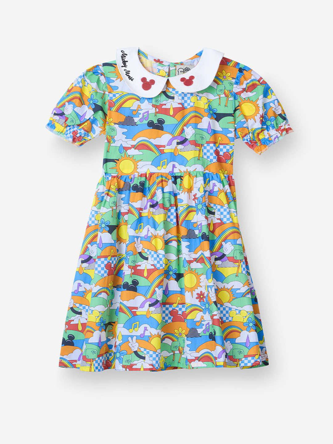 The Souled Store Girls Abstract Print Peter Pan Collar Fit & Flare Dress