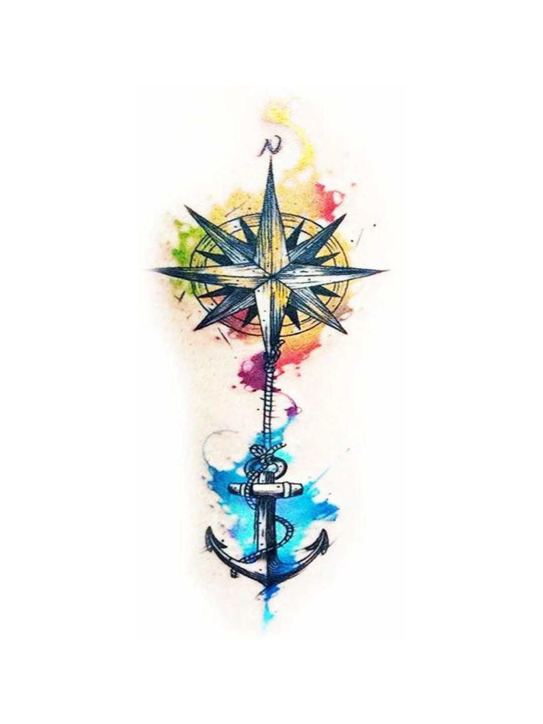 ORDERSHOCK Swing Star Anchor Temporary Body Tattoo