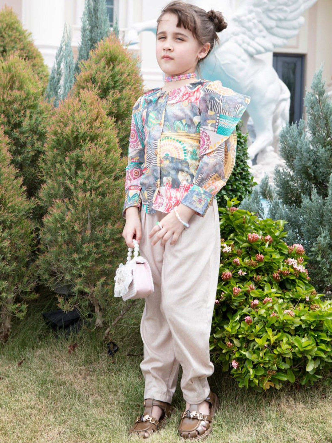 Tiny Girl Girls Graphic Printed Shirt Style Top With Trousers