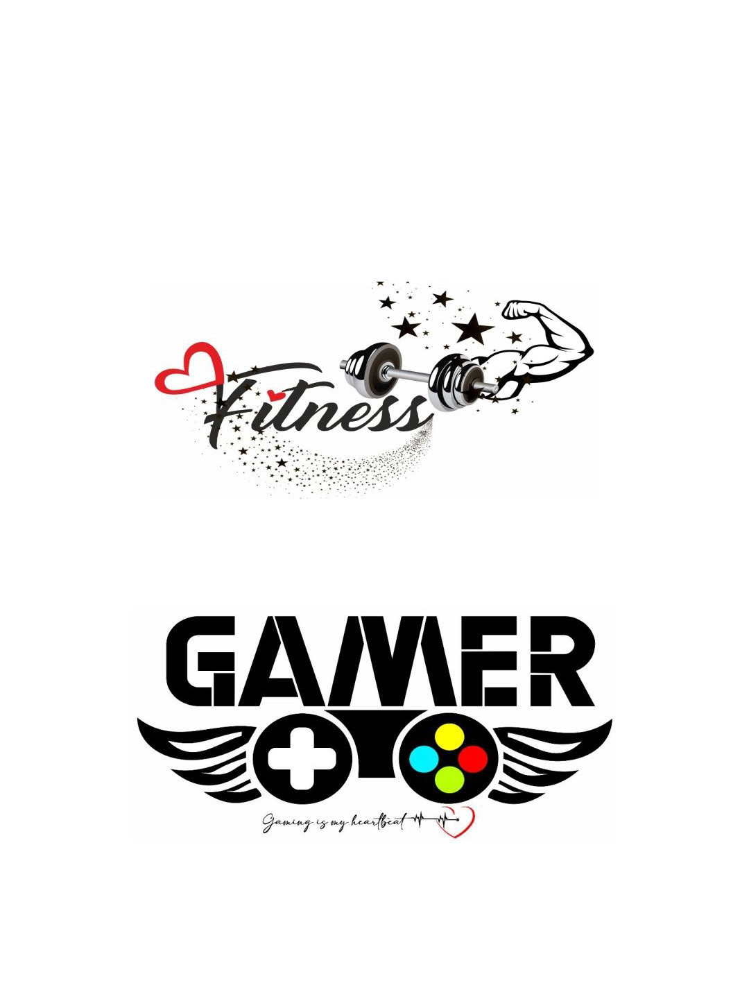 ORDERSHOCK Set Of 2 Fitness & Gamer Waterproof Temporary Tattoo Sticker