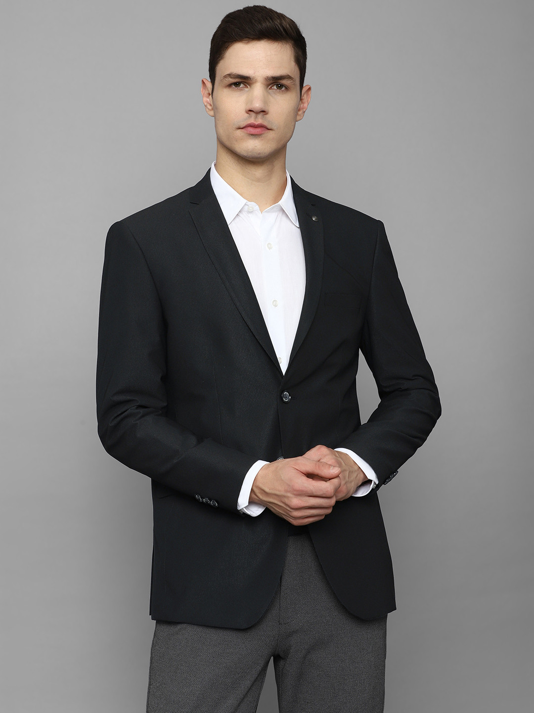 Allen Solly Self Design Textured Slim fit Single-Breasted Smart Casual Blazer