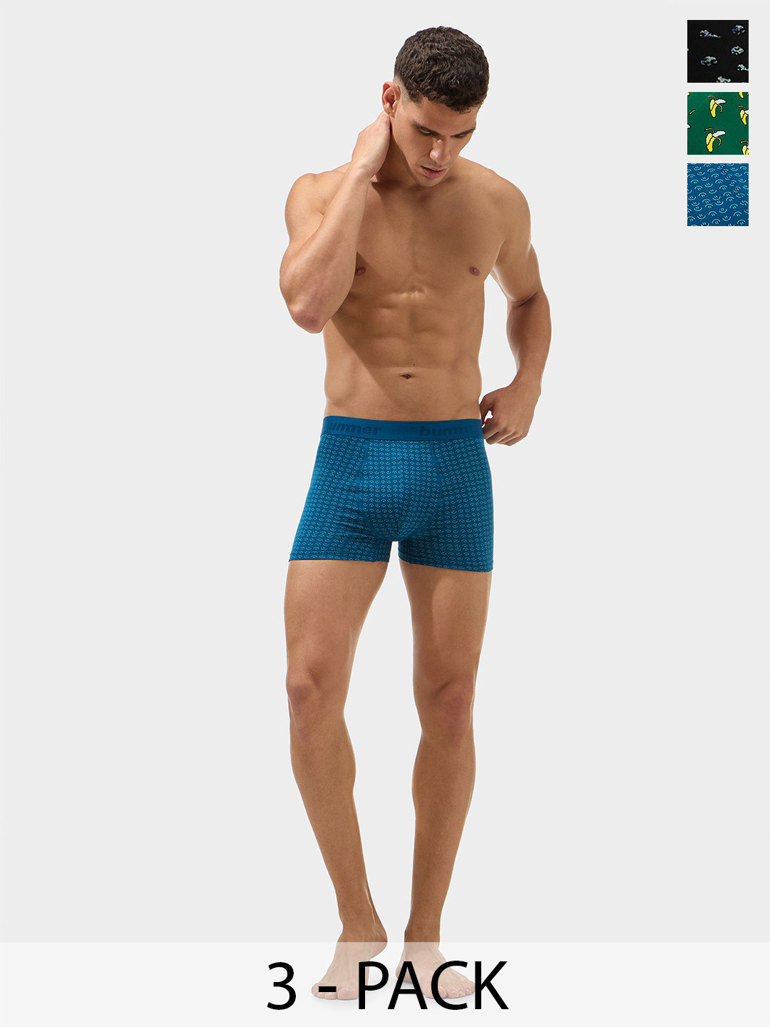 bummer Men Pack Of 3 Printed Trunks TRBANGLEVRO03